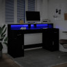 Escritorio con luz LED madera ingeniería negro 160x55x91 cm 5