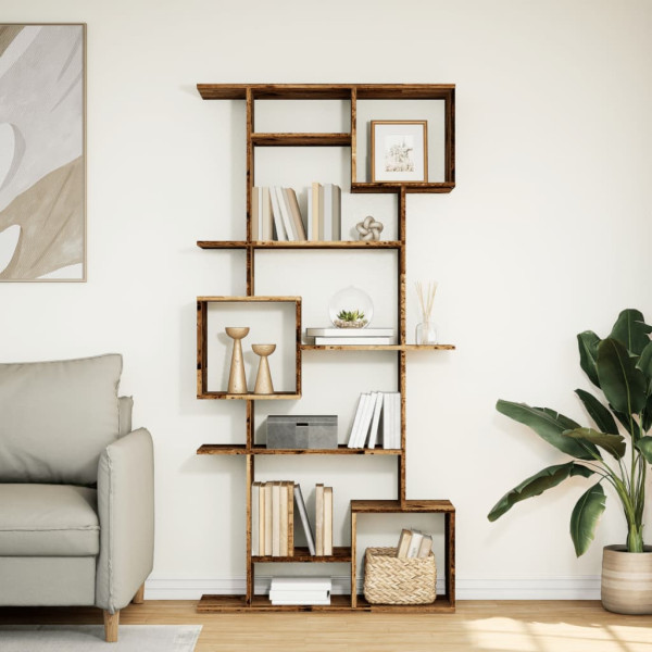 Estantería de madera de ingeniería envejecida 92x29x188 cm M 3