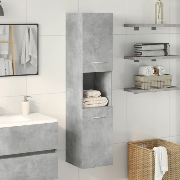 Armario pared baño madera ingeniería gris hormigón 30x30x130 cm M 2