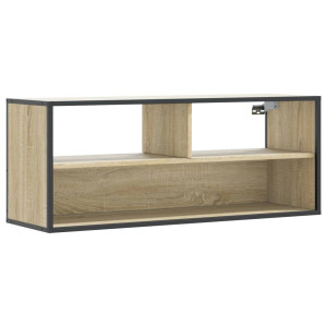 Mueble TV madera ingeniería y metal roble Sonoma 100x31x39.5 cm H