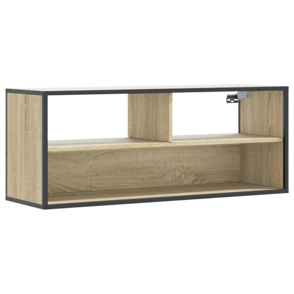Mueble TV madera ingeniería y metal roble Sonoma 100x31x39.5 cm M 2