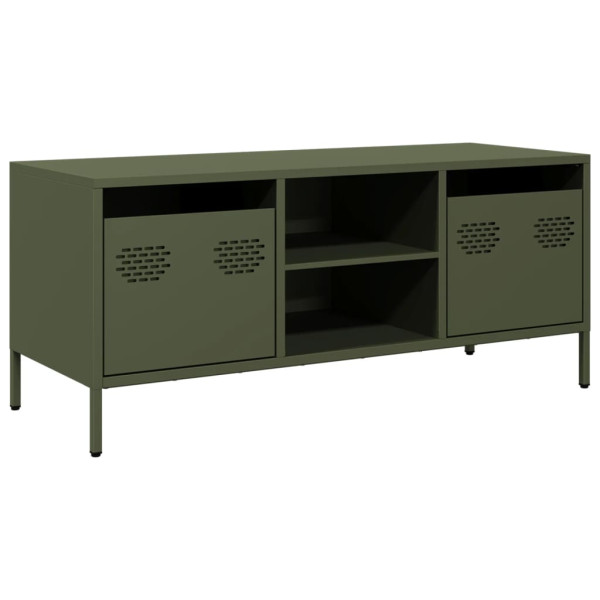 Mueble TV acero laminado en frío verde oliva 101.5x39x43.5 cm M 2