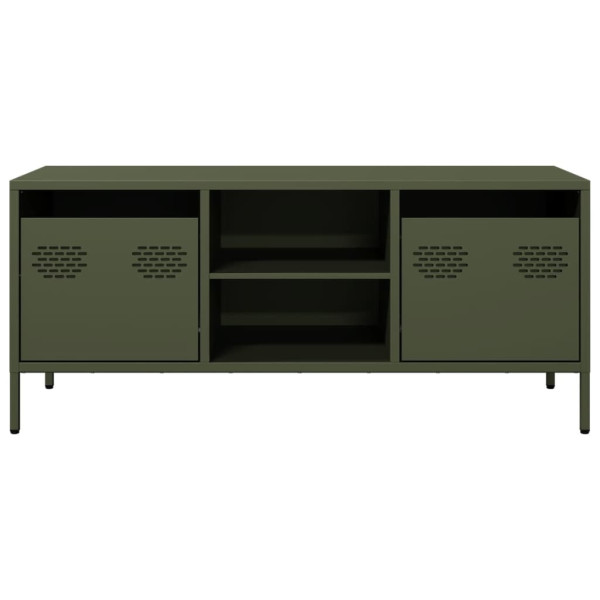 Mueble TV acero laminado en frío verde oliva 101.5x39x43.5 cm M 4