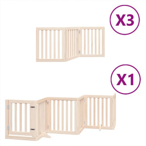 Puerta para perros plegable 15 paneles madera de álamo 750 cm H