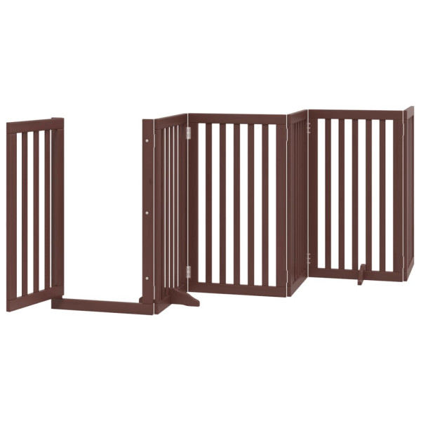 Puerta de perros plegable 9 paneles madera álamo marrón 450 cm M 4