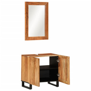 Conjunto de muebles de baño 2 piezas madera maciza de acacia H