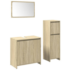 Set de muebles de baño 3 pzas madera contrachapada roble Sonoma H