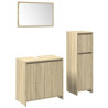 Set de muebles de baño 3 pzas madera contrachapada roble Sonoma 2