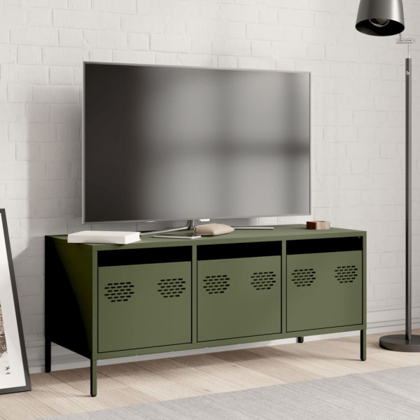 Mueble TV acero laminado en frío verde oliva 101.5x39x43.5 cm M 3