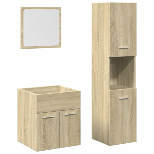 Set de muebles de baño 3 pzas madera contrachapada roble Sonoma H