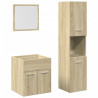 Set de muebles de baño 3 pzas madera contrachapada roble Sonoma 2