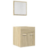 Set de muebles de baño 2 pzas madera contrachapada roble Sonoma 2