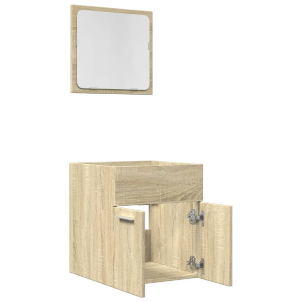 Set de muebles de baño 2 pzas madera contrachapada roble Sonoma M 5
