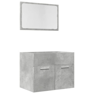 Set muebles de baño 2 piezas madera contrachapada gris hormigón H
