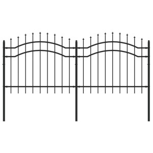 Valla de jardín con punta de lanza acero recubierto negro 140cm H