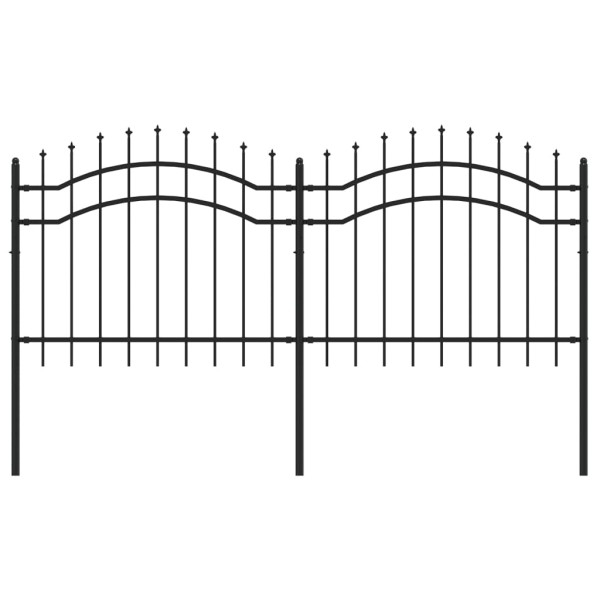 Valla de jardín con punta de lanza acero recubierto negro 140cm M 2