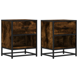 Mesas cabeceira 2pcs 40x31x50 cm deriv. madeira carvalho fumado H