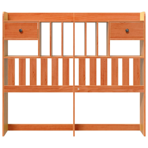 Cabecero de cama almacenaje madera maciza pino marrón 135 cm M 3