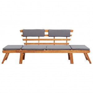 Sofá cama de jardín 2 en 1 con cojín madera maciza acacia 190cm H