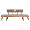 Sofá cama de jardín 2 en 1 con cojín madera maciza acacia 190cm 2