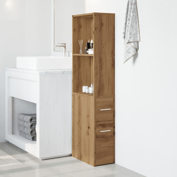 Armario de baño estrecho con ruedas madera roble artisian M 3