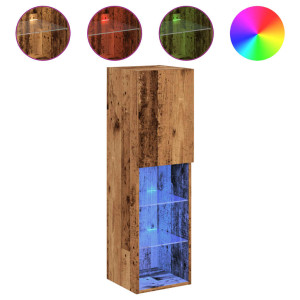 Mueble para TV con luces LED madera envejecida 30.5x30x102 cm H