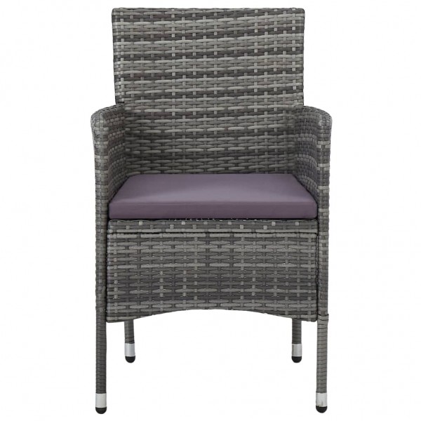 Sillas de comedor para jardín 2 unidades ratán sintético gris M 3