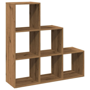 Librería divisor 3 niveles madera roble artisan 99x29x99 cm H
