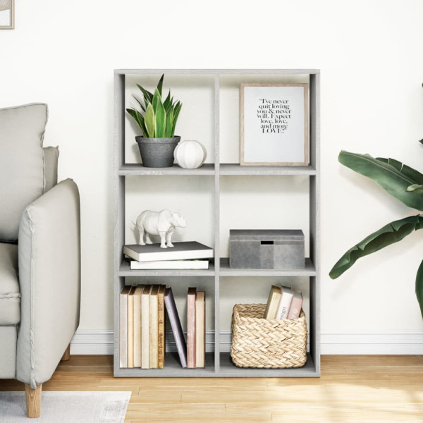 Librería divisor madera ingeniería gris Sonoma 69.5x29x103.5 cm M 3