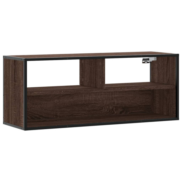 Mueble TV madera ingeniería y metal marrón roble 100x31x39.5 cm M 2