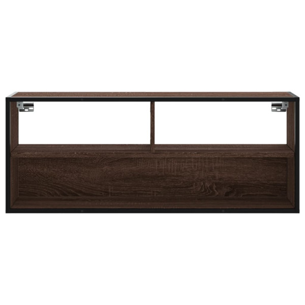 Mueble TV madera ingeniería y metal marrón roble 100x31x39.5 cm M 4