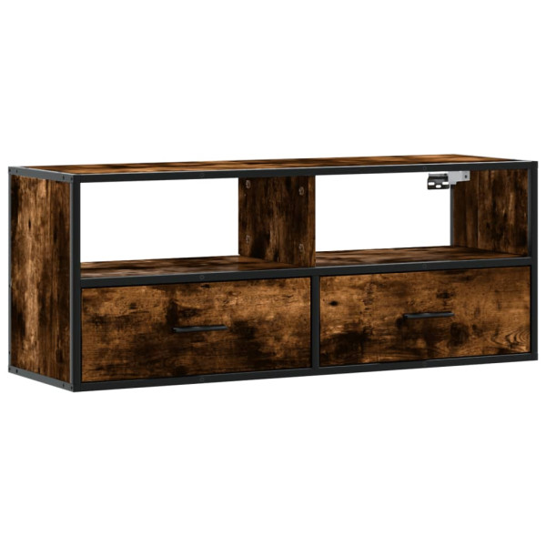 Mueble TV metal y madera contrachapada roble humo 100x31x39.5cm M 2