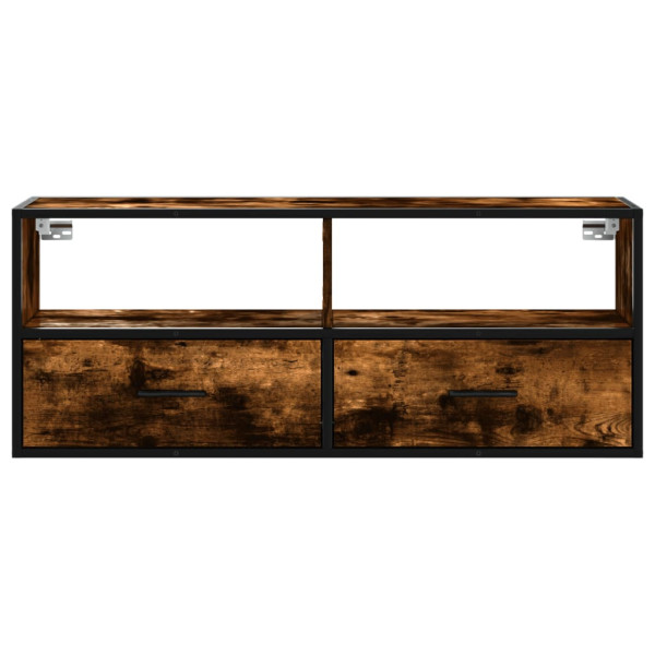 Mueble TV metal y madera contrachapada roble humo 100x31x39.5cm M 4