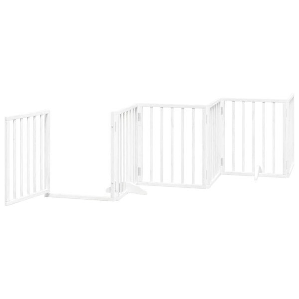 Puerta para perros plegable 3 paneles madera álamo blanca 300cm M 4