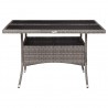 Mesa de jantar para exterior vime PE e vidro cinzento 2
