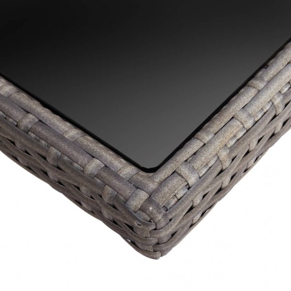 Mesa de comedor de jardín ratán sintético y vidrio gris M 3