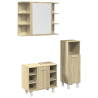 Set de muebles de baño 3 pzas madera contrachapada roble Sonoma 2