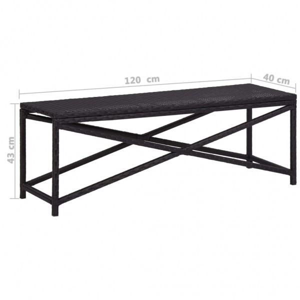 Banco de jardim 120 cm vime PE preto M 5
