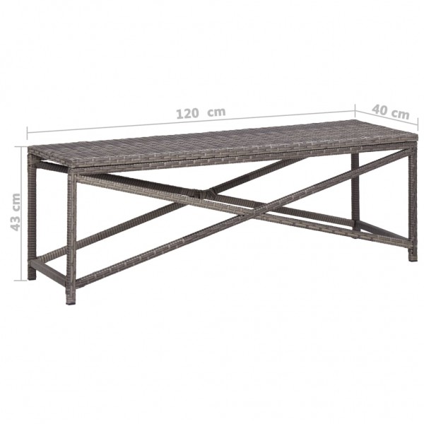 Banco de jardim 120 cm vime PE cinzento M 5