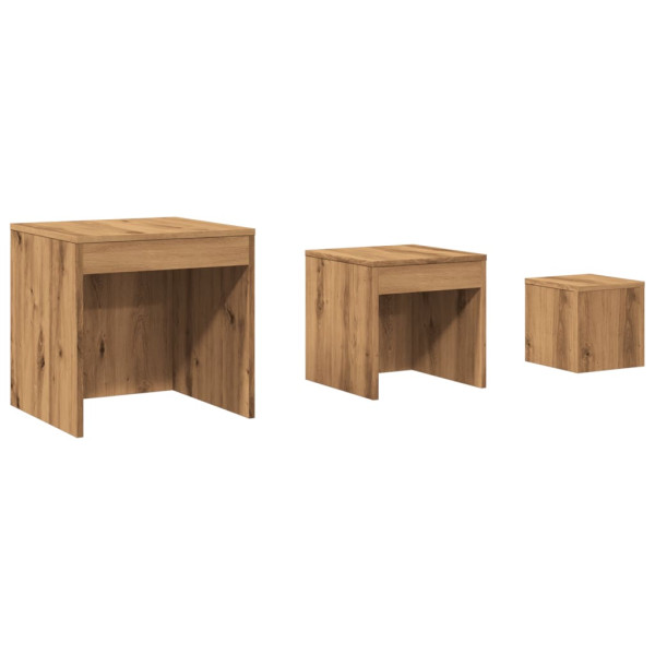 Mesas apilables 3 pzas madera contrachapada color roble artisan M 2