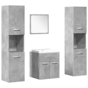 Set muebles de baño 5 piezas madera ingeniería gris hormigón H