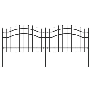Valla de jardín con punta de lanza acero recubierto negro 115cm H