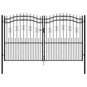 Puerta de valla punta lanza acero recubierto negro 305x223cm H