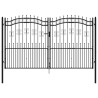 Puerta de valla punta lanza acero recubierto negro 305x223cm 2