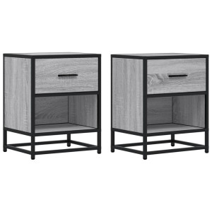 Mesas de cabeceira 2 pcs derivados de madeira cinzento sonoma H