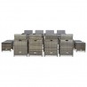 Set comedor de jardín 13 piezas y cojines ratán sintético gris 4