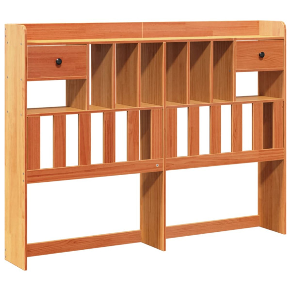 Cabecero de cama almacenaje madera maciza pino marrón 140 cm M 2