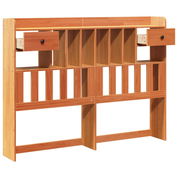 Cabecero de cama almacenaje madera maciza pino marrón 140 cm M 4