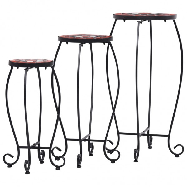 Mesitas de mosaico 3 uds cerámica terracota y blanco M 3