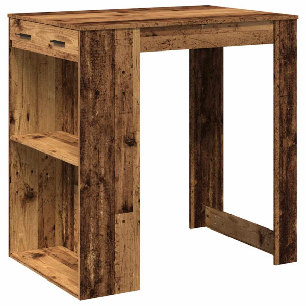 Mesa alta de bar madera ingeniería envejecida 102x70x103.5 cm M 2